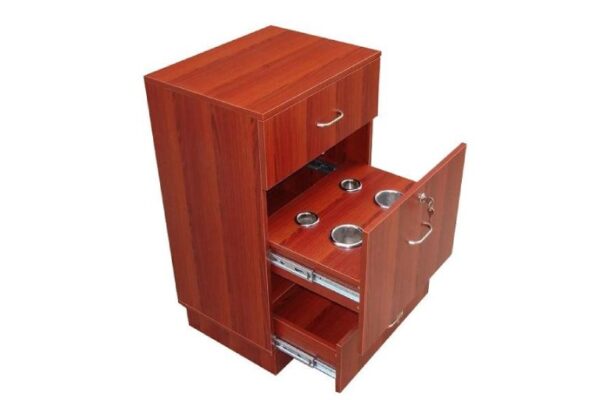 PL939 STYLING STATION WITH DRAWERS BLACK, PEAR WOOD, CHERRY ((DOES NOT COME WITH LOCKS AS SHOWN))