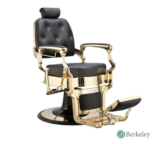 A black and gold ADAMS Barber Chair by Berkeley (SEVERAL OPTIONS AVAILABLE) 52023 ((SHIP ONLY)) ((ONLINE EXCLUSIVE)).