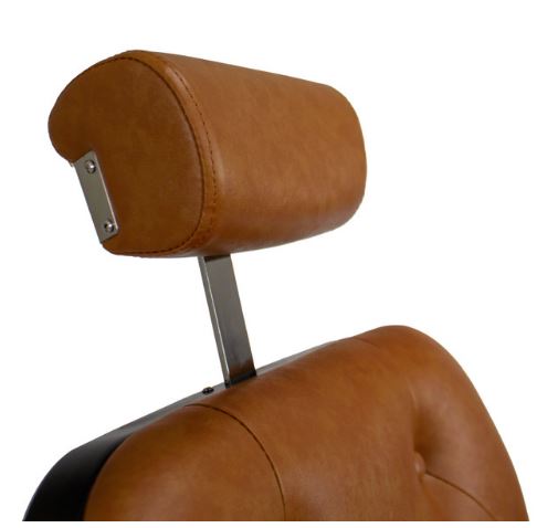 ADAMS Barber Chair by Berkeley (SEVERAL OPTIONS AVAILABLE) 52023 ((SHIP ONLY)) ((ONLINE EXCLUSIVE)) with a brown leather head rest.