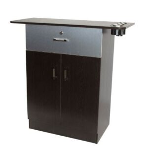 A CHLOE STYLING STATION (BROWN) 093 **ONLINE EXCLUSIVE** **SHIP ONLY** with a sink on top.