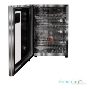 A DERMALOGIC UV Sterilizer 60L 60 ((Online Exclusive)) ((Ship Only)) refrigerator with a door open.